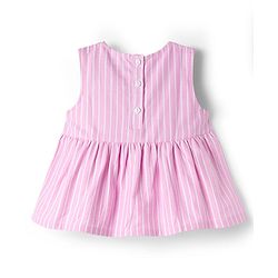 Babyhug Cotton Woven Sleeveless Checkered Co-ords Top & Shorts Set with Bow Applique - Pink