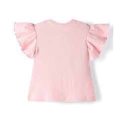 Babyhug 100% Cotton Waffle Knit Half Sleeves Top With Bow Detailing - Pink