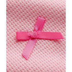 Babyhug 100% Cotton Waffle Knit Half Sleeves Top With Bow Detailing - Pink