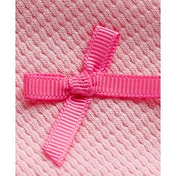 Babyhug 100% Cotton Waffle Knit Half Sleeves Top With Bow Detailing - Pink