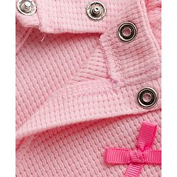 Babyhug 100% Cotton Waffle Knit Half Sleeves Top With Bow Detailing - Pink