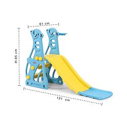 Babyhug 2-in-1 Penguine Slide With Basketball Hoop - Yellow & Blue| Smooth Slide Slide with Extended Landing| Indoor & Outdoor Active Play| Improves Motor Skills, Balance & Coordination| BIS Certified