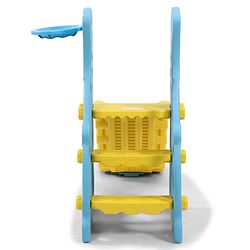 Babyhug 2-in-1 Penguine Slide With Basketball Hoop - Yellow & Blue| Smooth Slide Slide with Extended Landing| Indoor & Outdoor Active Play| Improves Motor Skills, Balance & Coordination| BIS Certified