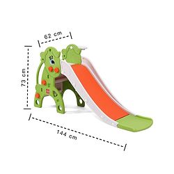 Babyhug 2-in-1 Penguine Slide With Basketball Hoop - Yellow & Blue| Smooth Slide Slide with Extended Landing| Indoor & Outdoor Active Play| Improves Motor Skills, Balance & Coordination| BIS Certified