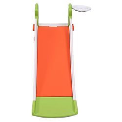 Babyhug 2-in-1 Penguine Slide With Basketball Hoop - Yellow & Blue| Smooth Slide Slide with Extended Landing| Indoor & Outdoor Active Play| Improves Motor Skills, Balance & Coordination| BIS Certified