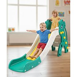 Babyhug 2-in-1 Penguine Slide With Basketball Hoop - Yellow & Blue| Smooth Slide Slide with Extended Landing| Indoor & Outdoor Active Play| Improves Motor Skills, Balance & Coordination| BIS Certified