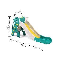 Babyhug 2-in-1 Penguine Slide With Basketball Hoop - Yellow & Blue| Smooth Slide Slide with Extended Landing| Indoor & Outdoor Active Play| Improves Motor Skills, Balance & Coordination| BIS Certified