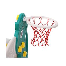 Babyhug 2-in-1 Penguine Slide With Basketball Hoop - Yellow & Blue| Smooth Slide Slide with Extended Landing| Indoor & Outdoor Active Play| Improves Motor Skills, Balance & Coordination| BIS Certified
