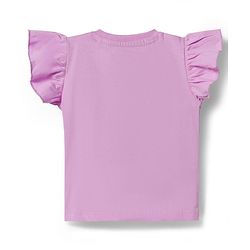 Babyhug Cotton Knit Half Frill Sleeves Floral Applique Top - Mauve