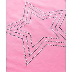 Babyhug Cotton Knit Half Sleeves Rhinestone Star Design Top -Pink