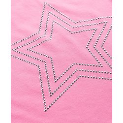 Babyhug Cotton Knit Half Sleeves Rhinestone Star Design Top -Pink