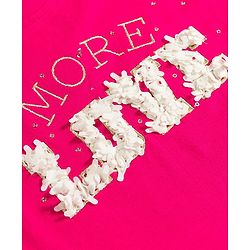 Babyhug Cotton Knit Half Sleeves Top With Embroidery & Applique - Dark Pink