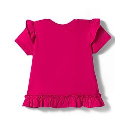 Babyhug Cotton Knit Half Sleeves Top With Embroidery & Applique - Dark Pink