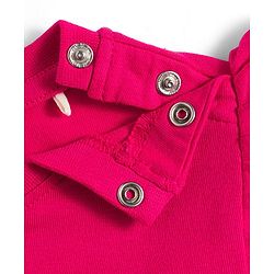 Babyhug Cotton Knit Half Sleeves Top With Embroidery & Applique - Dark Pink