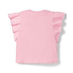 Babyhug 100% Cotton Knit Half Frill Sleeves Top With Floral Embroidery Detailing - Pink