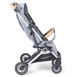 Babyhug AeroGlide Compact Fold Baby Stroller  Grey| One-Hand Fold Safety Harness Reclining Seat Concealed Linked Brake Integrated Trolley Handle Air-cabin Friendly Suspension Wheel 03 Years Grey