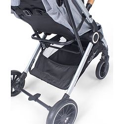 Babyhug AeroGlide Compact Fold Baby Stroller  Grey| One-Hand Fold Safety Harness Reclining Seat Concealed Linked Brake Integrated Trolley Handle Air-cabin Friendly Suspension Wheel 03 Years Grey