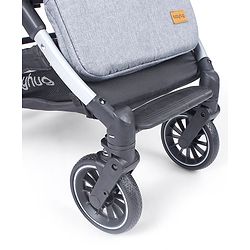 Babyhug AeroGlide Compact Fold Baby Stroller  Grey| One-Hand Fold Safety Harness Reclining Seat Concealed Linked Brake Integrated Trolley Handle Air-cabin Friendly Suspension Wheel 03 Years Grey