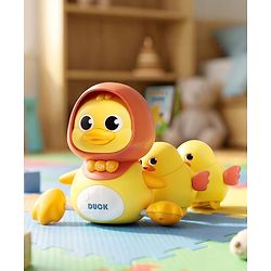 Babyhug Magnetic Crawling Duck Toy Set - Yellow| Music & LED Lights| Dancing Mother Duck| Visual & Auditory Development| Battery Operated| Encourages Crawling| BIS Certified| Gifting Option for 6M+