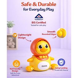 Babyhug Magnetic Crawling Duck Toy Set - Yellow| Music & LED Lights| Dancing Mother Duck| Visual & Auditory Development| Battery Operated| Encourages Crawling| BIS Certified| Gifting Option for 6M+