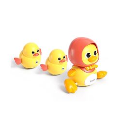 Babyhug Magnetic Crawling Duck Toy Set - Yellow| Music & LED Lights| Dancing Mother Duck| Visual & Auditory Development| Battery Operated| Encourages Crawling| BIS Certified| Gifting Option for 6M+