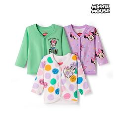 Babyhug Disney 100% Cotton Knit Full Sleeves Jhablas With Minnie & Friends Graphics Pack Of  3 - Multicolour
