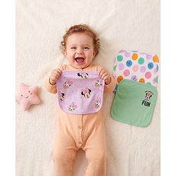 Babyhug Disney Hand & Face Towel with Minnie & Friends Graphic L 33  X B 33 cm Pack of 3 - Pink White & Sea Green