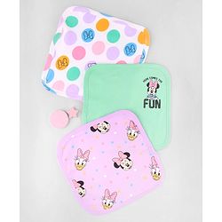Babyhug Disney Hand & Face Towel with Minnie & Friends Graphic L 33  X B 33 cm Pack of 3 - Pink White & Sea Green