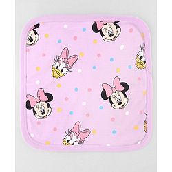 Babyhug Disney Hand & Face Towel with Minnie & Friends Graphic L 33  X B 33 cm Pack of 3 - Pink White & Sea Green