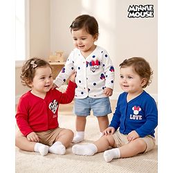 Babyhug Disney 100% Cotton Knit  Full Sleeves Front Open Jhablas With Minnie Mouse Graphic Pack of 3 - Multicolour