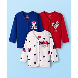 Babyhug Disney 100% Cotton Knit  Full Sleeves Front Open Jhablas With Minnie Mouse Graphic Pack of 3 - Multicolour