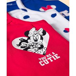 Babyhug Disney Lycra Knit Sleeveless Slips With Minnie Mouse Graphics Pack Of 3 - Blue, White and Red