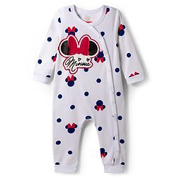 Babyhug Disney Interlock Knit Full Sleeves Romper with Minnie Mouse Graphic Pack of 3- Red Blue & White