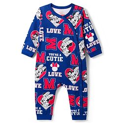 Babyhug Disney Interlock Knit Full Sleeves Romper with Minnie Mouse Graphic Pack of 3- Red Blue & White
