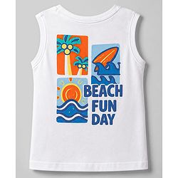 Babyhug Cotton Knit Sleeveless Tank T-Shirt With Front & Back Beach Theme Print - Multicolor
