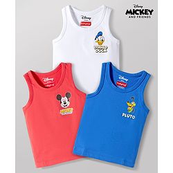 Babyhug Disney Single Jersey Knit Sleeveless Vests With Mickey Mouse And Friends Print Pack of 3 - Multicolor