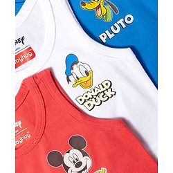 Babyhug Disney Single Jersey Knit Sleeveless Vests With Mickey Mouse And Friends Print Pack of 3 - Multicolor