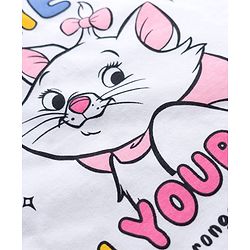 Babyhug Disney Single Jersey Knit Full Sleeves T-Shirt & Pyjama Night Suit With Marie Graphics - White & Red