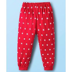Babyhug Disney Single Jersey Knit Full Sleeves T-Shirt & Pyjama Night Suit With Marie Graphics - White & Red