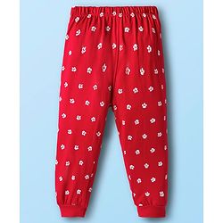 Babyhug Disney Single Jersey Knit Full Sleeves T-Shirt & Pyjama Night Suit With Marie Graphics - White & Red