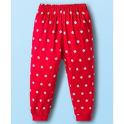 Babyhug Disney Single Jersey Knit Full Sleeves T-Shirt & Pyjama Night Suit With Marie Graphics - White & Red