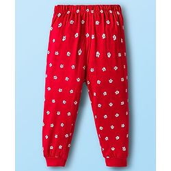Babyhug Disney Single Jersey Knit Full Sleeves T-Shirt & Pyjama Night Suit With Marie Graphics - White & Red
