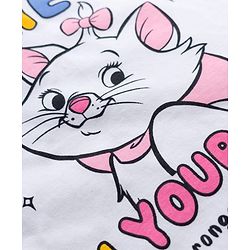 Babyhug Disney Single Jersey Knit Full Sleeves T-Shirt & Pyjama Night Suit With Marie Graphics - White & Red