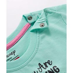 Babyhug Disney Single Jersey Knit Full Sleeve T-Shirt & Pyjama Night Suit Set with Minnie & Friends Graphic- Pink & Light Blue