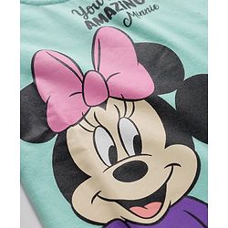 Babyhug Disney Single Jersey Knit Full Sleeve T-Shirt & Pyjama Night Suit Set with Minnie & Friends Graphic- Pink & Light Blue