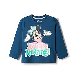 Babyhug Disney Single Jersey Knit Full Sleeves T-Shirt & Pajama Night Suit with Minnie Graphic - Multicolor