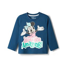 Babyhug Disney Single Jersey Knit Full Sleeves T-Shirt & Pajama Night Suit with Minnie Graphic - Multicolor