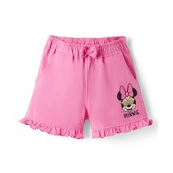 Babyhug Disney Single Jersey Knit Frill Sleeves T-Shirt & Shorts Set With Minnie Mouse Graphics - Pink