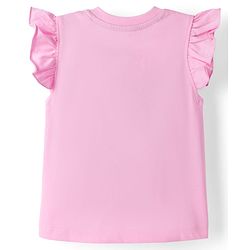 Babyhug Disney Single Jersey Knit Frill Sleeves T-Shirt & Shorts Set With Minnie Mouse Graphics - Pink