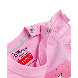 Babyhug Disney Single Jersey Knit Frill Sleeves T-Shirt & Shorts Set With Minnie Mouse Graphics - Pink